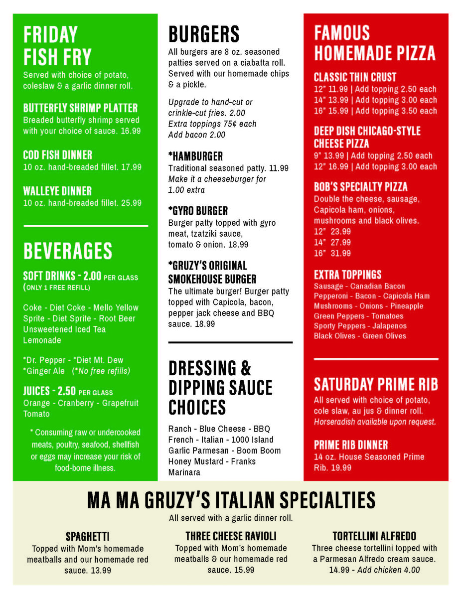 2025 Dinner Menu - page 2